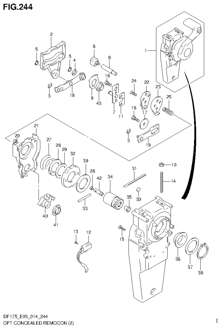 Suzuki DF175ZG OPT:CONCEALED REMOCON (2) parts diagram